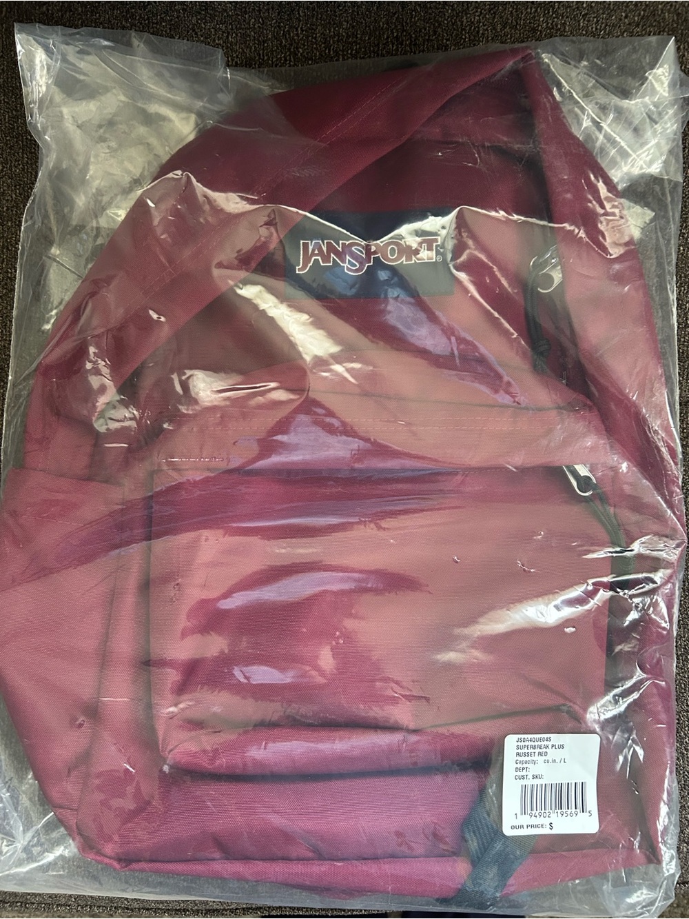 Jansport Superbreak Plus Backpack, Russet Red, NWT - Picture 4 of 6